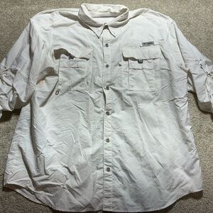 Columbia men’s white long sleeve fishing shirt sz xxl‎